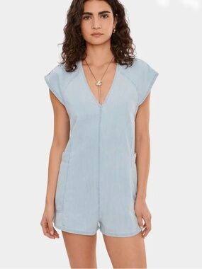 Free People free fall denim romper